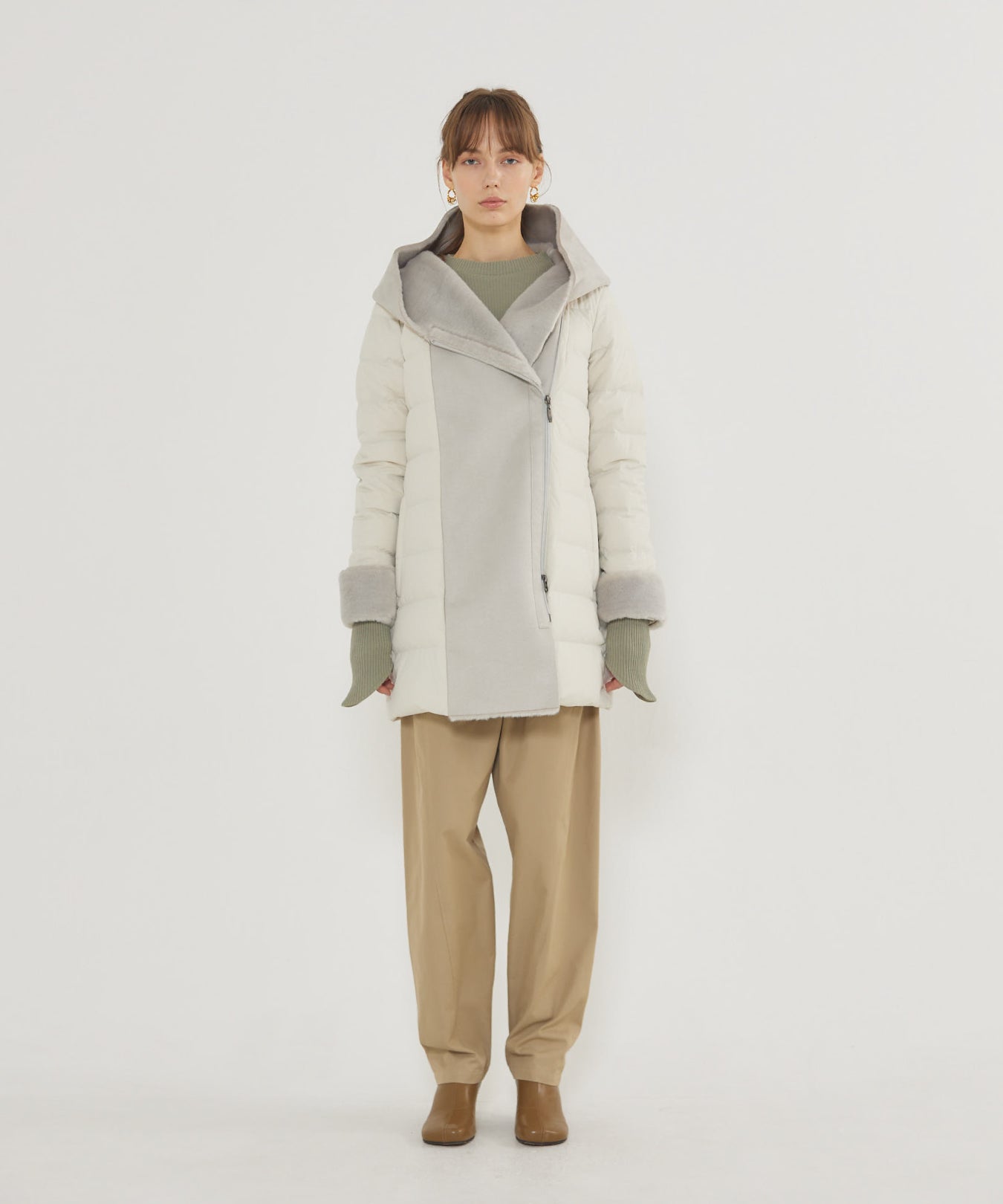 Fake Mouton Hood Coat - off white / 2